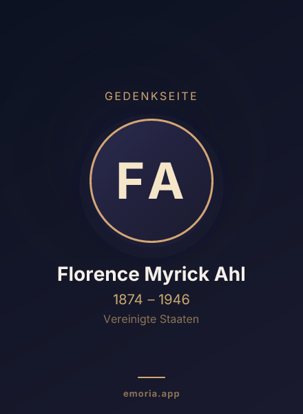 Gedenkportrait von Florence Myrick Ahl