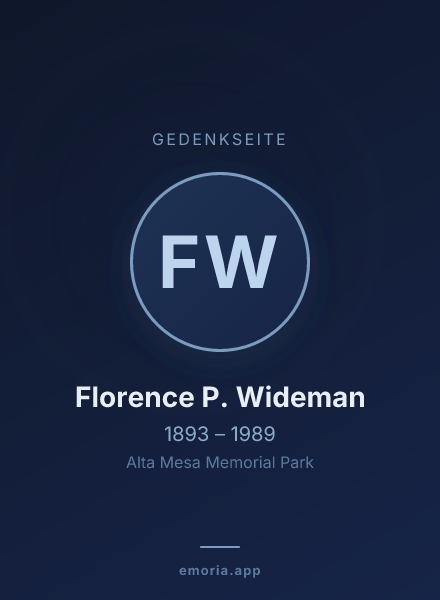 Gedenkportrait von Florence P. Wideman