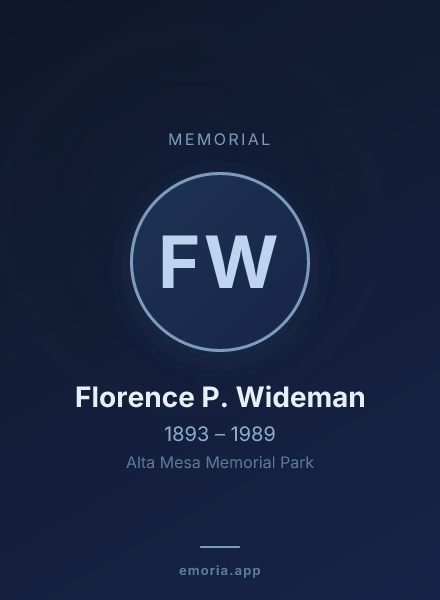 Memorial portrait of Florence P. Wideman