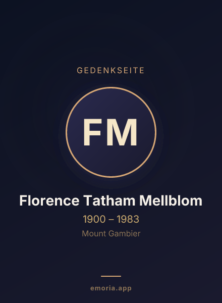 Gedenkportrait von Florence Tatham Mellblom