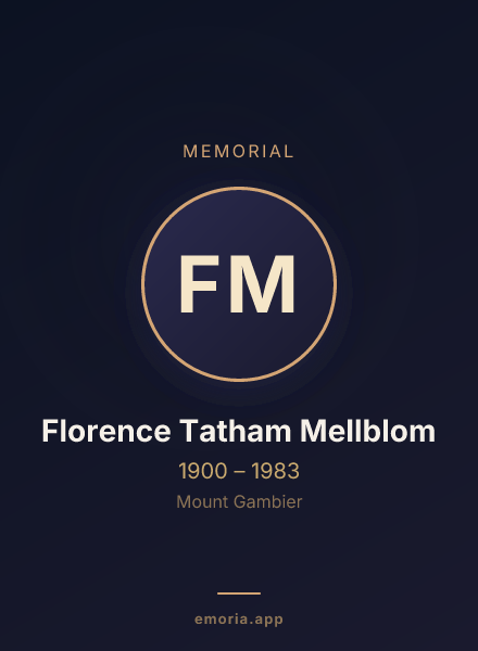 Memorial portrait of Florence Tatham Mellblom