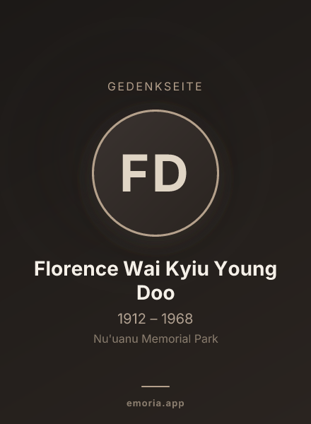 Gedenkportrait von Florence Wai Kyiu Young Doo