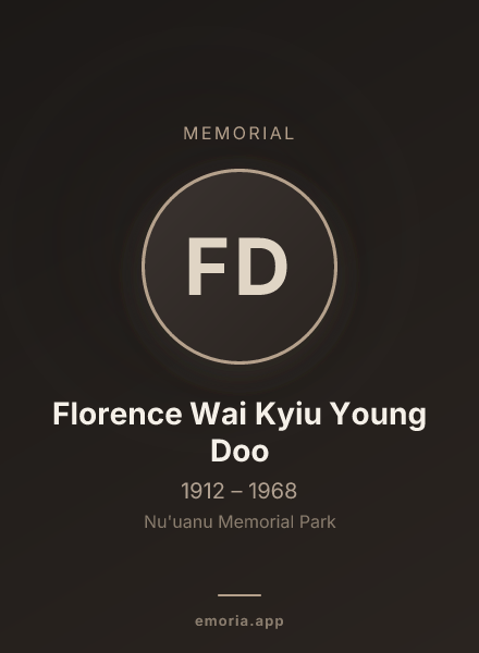 Memorial portrait of Florence Wai Kyiu Young Doo