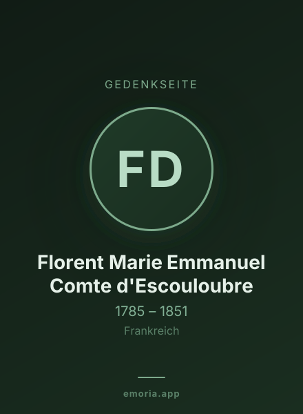 Gedenkportrait von Florent Marie Emmanuel Comte d'Escouloubre