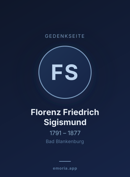 Gedenkportrait von Florenz Friedrich Sigismund