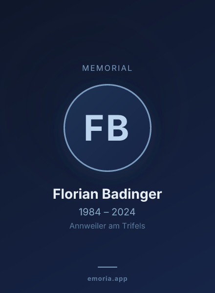Memorial portrait of Florian Badinger
