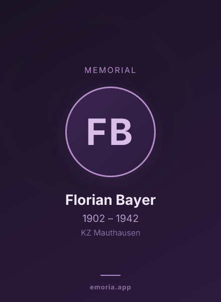 Memorial portrait of Florian Bayer