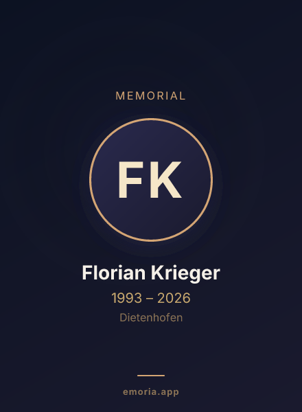 Memorial portrait of Florian Krieger