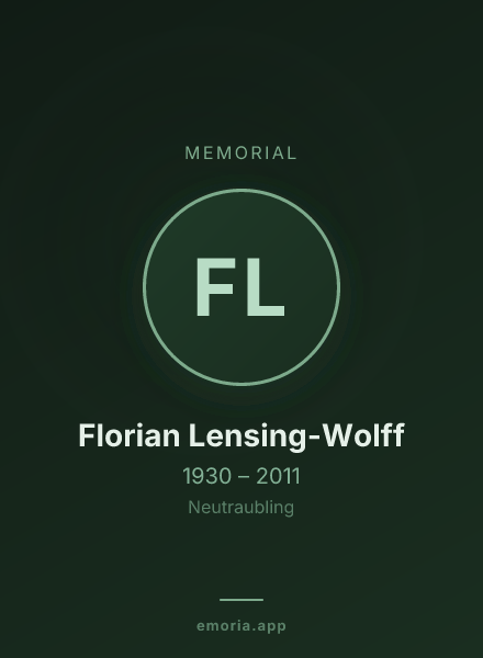 Memorial portrait of Florian Lensing-Wolff
