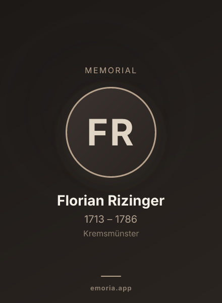 Memorial portrait of Florian Rizinger