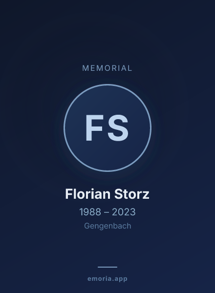 Memorial portrait of Florian Storz