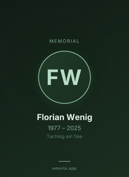 Memorial portrait of Florian Wenig