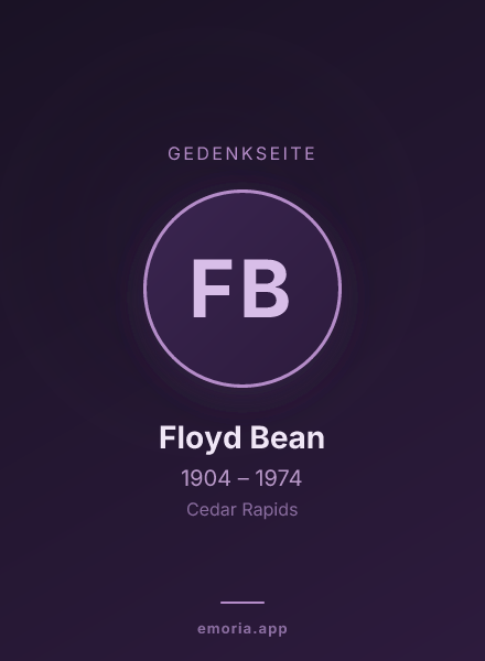 Gedenkportrait von Floyd Bean