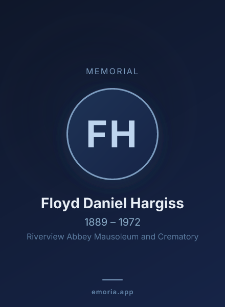 Memorial portrait of Floyd Daniel Hargiss