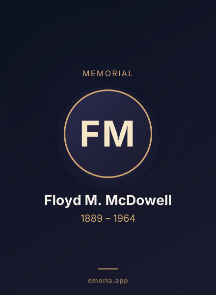 Memorial portrait of Floyd M. McDowell