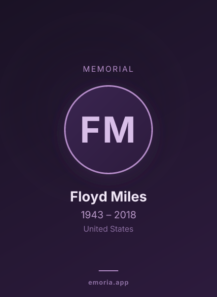 Memorial portrait of Floyd Miles