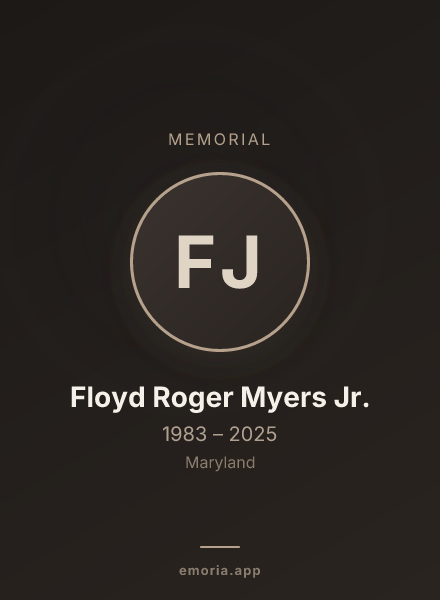 Memorial portrait of Floyd Roger Myers Jr.