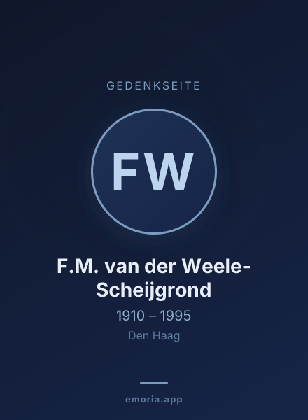 Gedenkportrait von F.M. van der Weele-Scheijgrond