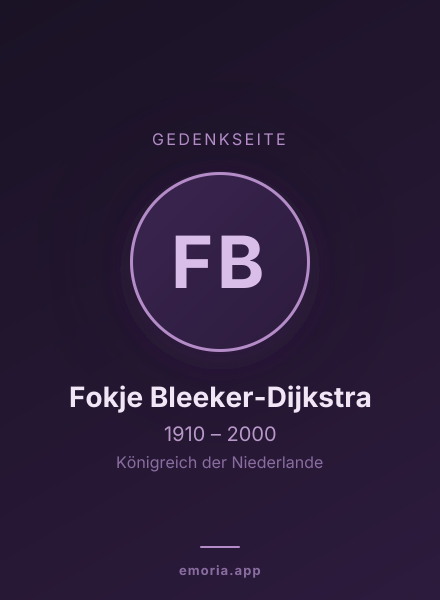 Gedenkportrait von Fokje Bleeker-Dijkstra