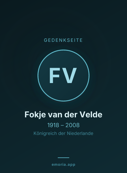 Gedenkportrait von Fokje van der Velde