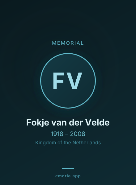 Memorial portrait of Fokje van der Velde