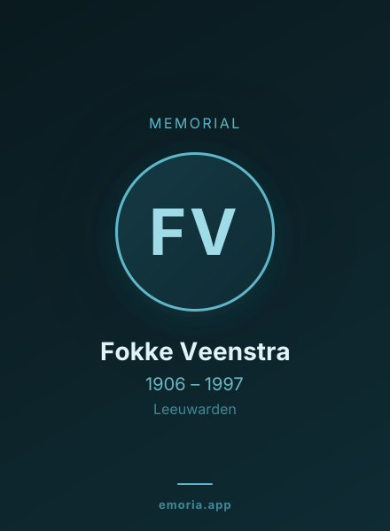 Memorial portrait of Fokke Veenstra