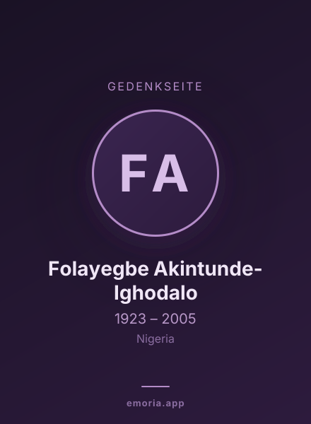 Gedenkportrait von Folayegbe Akintunde-Ighodalo
