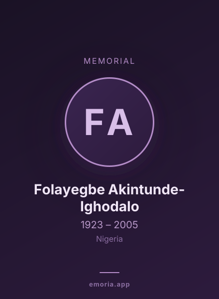 Memorial portrait of Folayegbe Akintunde-Ighodalo