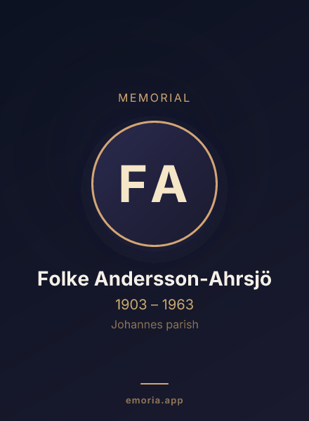 Memorial portrait of Folke Andersson-Ahrsjö