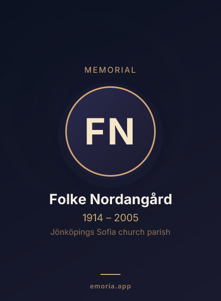 Memorial portrait of Folke Nordangård
