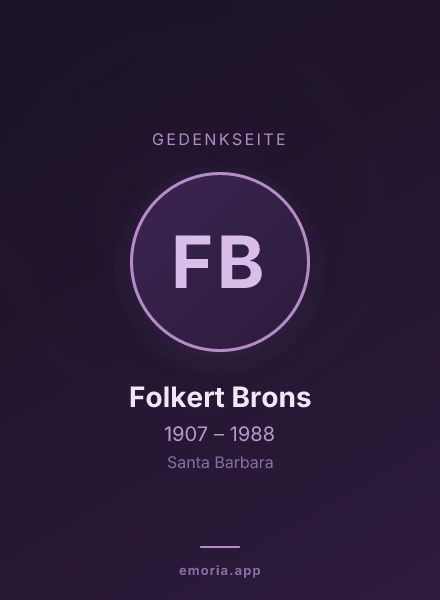 Gedenkportrait von Folkert Brons