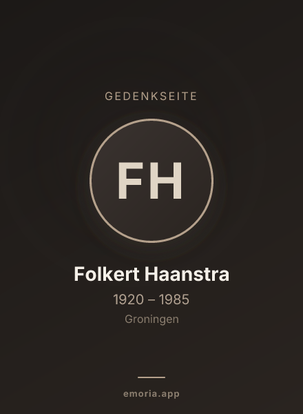 Gedenkportrait von Folkert Haanstra