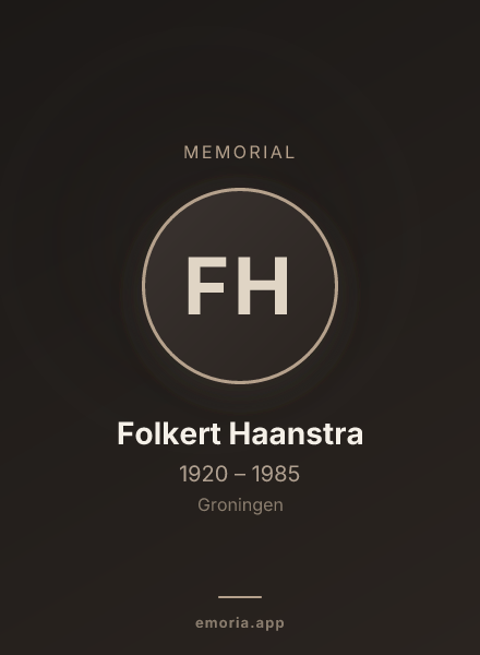 Memorial portrait of Folkert Haanstra