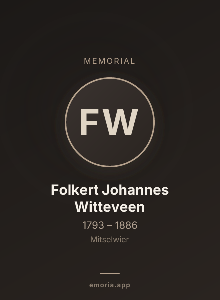 Memorial portrait of Folkert Johannes Witteveen