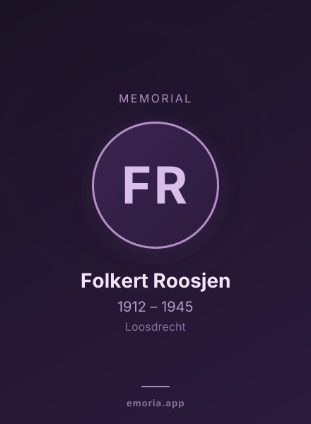 Memorial portrait of Folkert Roosjen