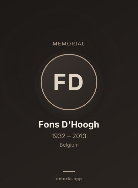 Memorial portrait of Fons D'Hoogh