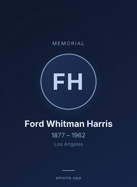 Memorial portrait of Ford Whitman Harris