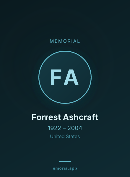 Memorial portrait of Forrest Ashcraft