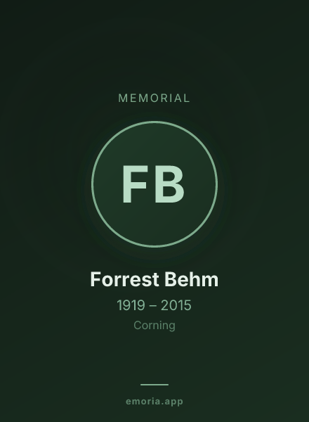 Memorial portrait of Forrest Behm