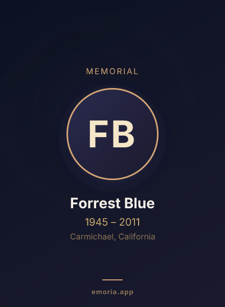 Memorial portrait of Forrest Blue