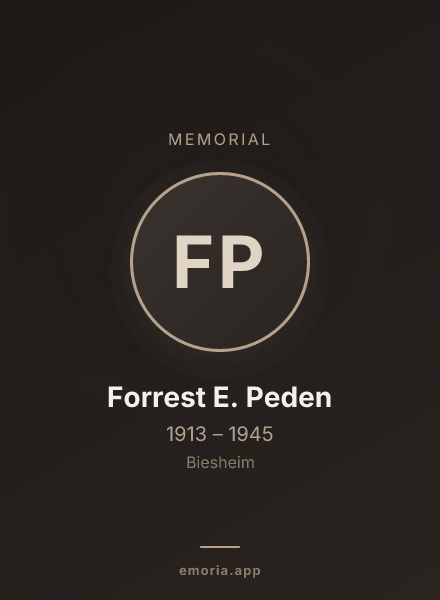 Memorial portrait of Forrest E. Peden