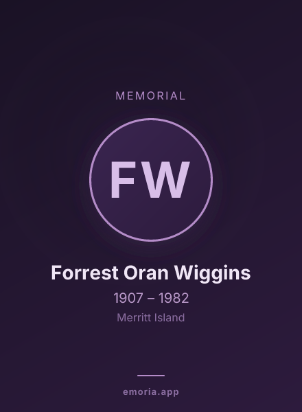 Memorial portrait of Forrest Oran Wiggins