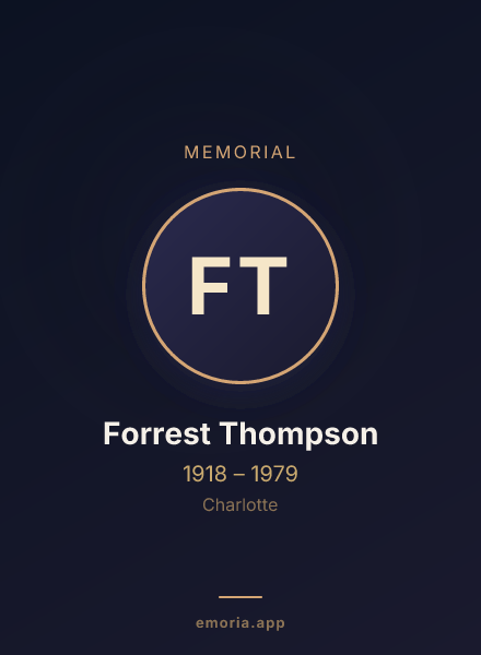 Memorial portrait of Forrest Thompson