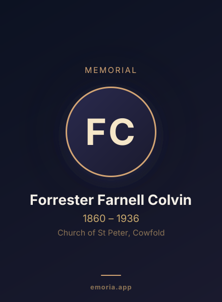 Memorial portrait of Forrester Farnell Colvin