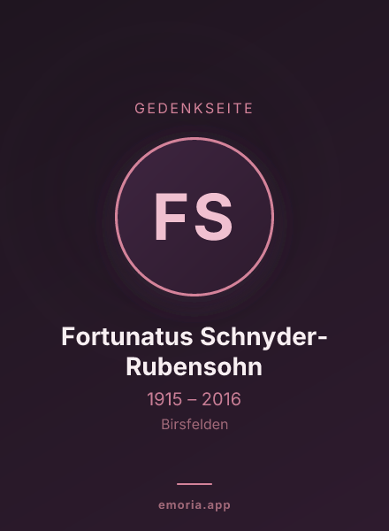 Gedenkportrait von Fortunatus Schnyder-Rubensohn