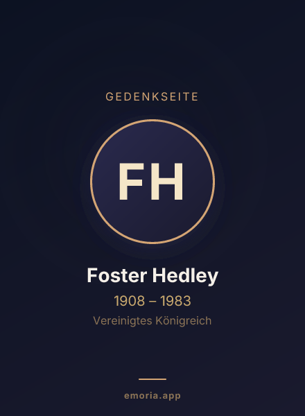 Gedenkportrait von Foster Hedley
