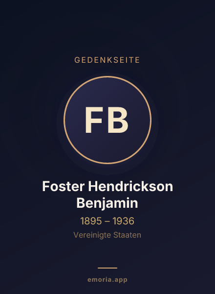Gedenkportrait von Foster Hendrickson Benjamin