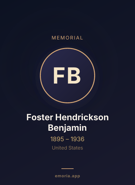 Memorial portrait of Foster Hendrickson Benjamin