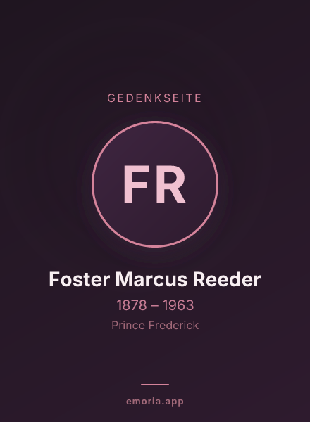 Gedenkportrait von Foster Marcus Reeder