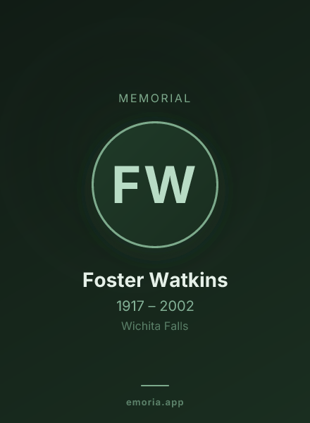 Memorial portrait of Foster Watkins